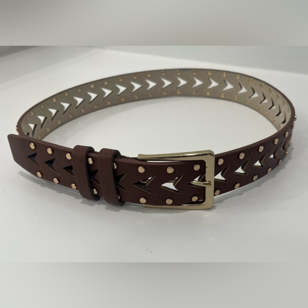 White House Black Market Cutout Belt with Gold Buckle